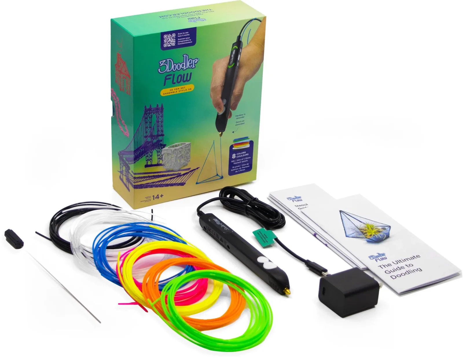 3Doodler 3D FLOW + 8 PLA utántöltő és 3D sablon