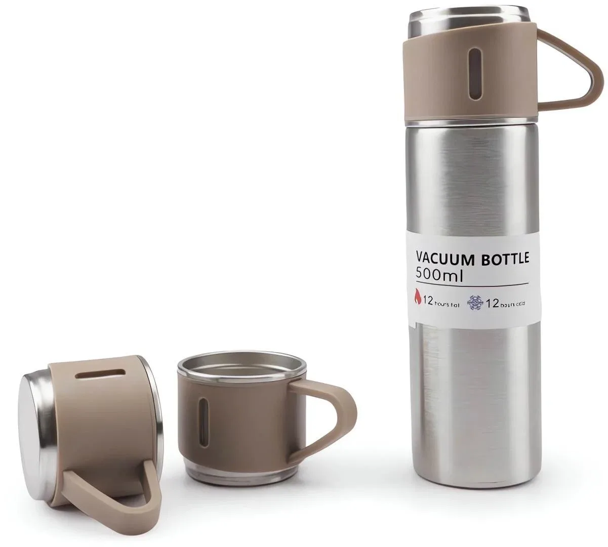 AFF 4159 Termosz 500 ml + bögre 3 darab, ajándékdobozban, bézs