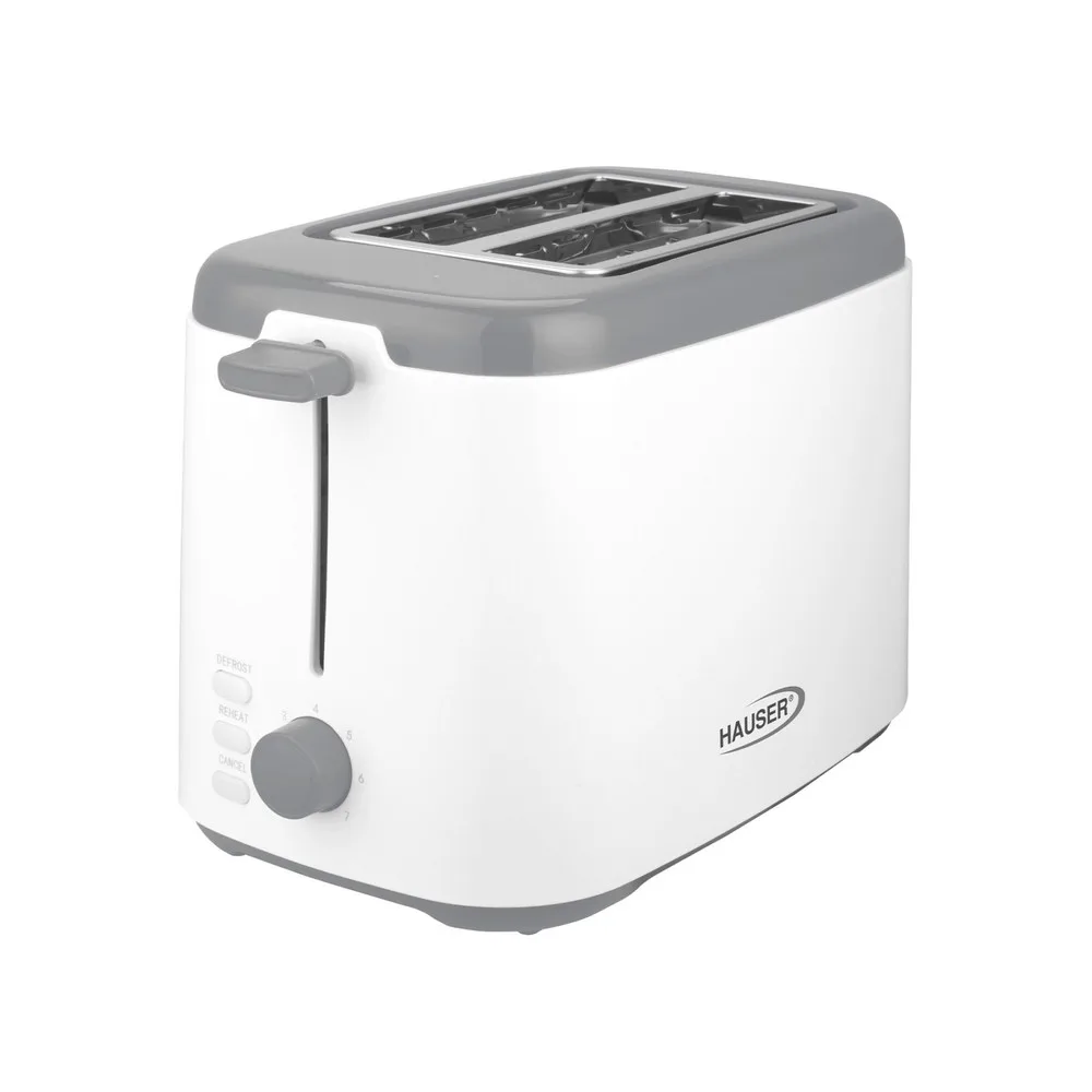HAUSER T-242 kenyérpirító, 800 W, 2 szeletes, automata szeletkidobás, fokozatmentes pirítás, fehér/szürke színű