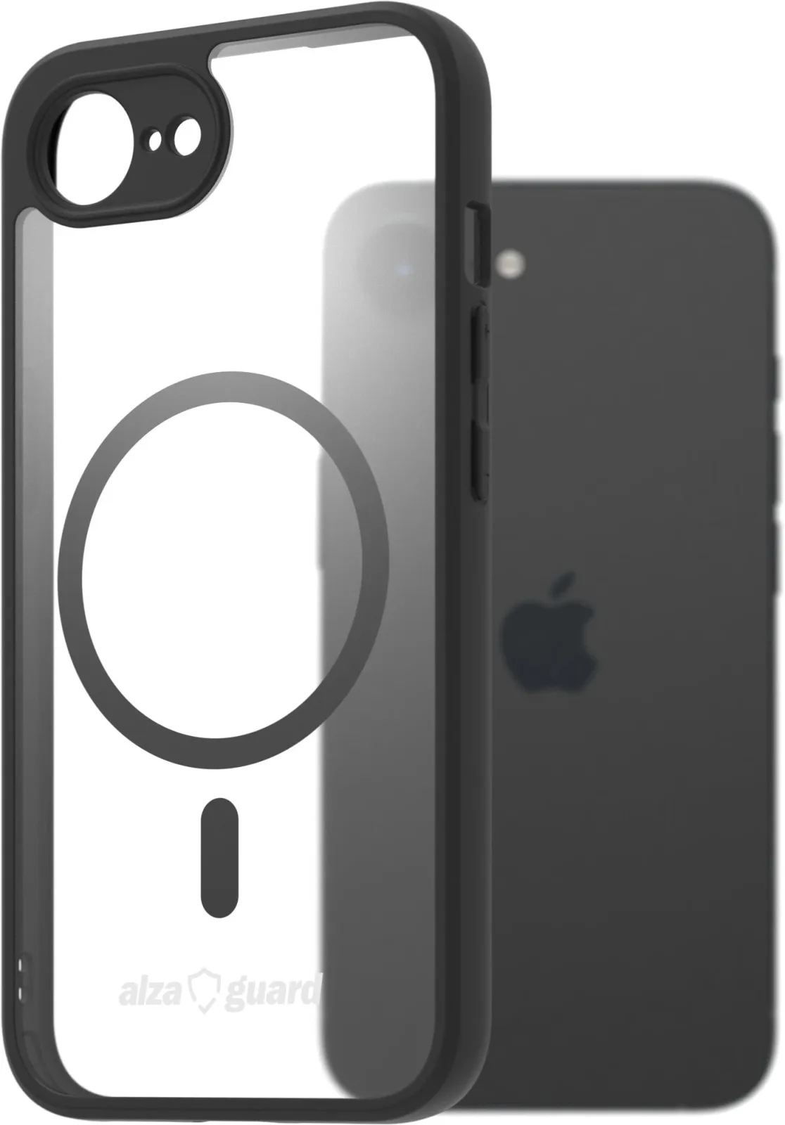 AlzaGuard Clear TPU Case Compatible with Magsafe iPhone 16e fekete tok