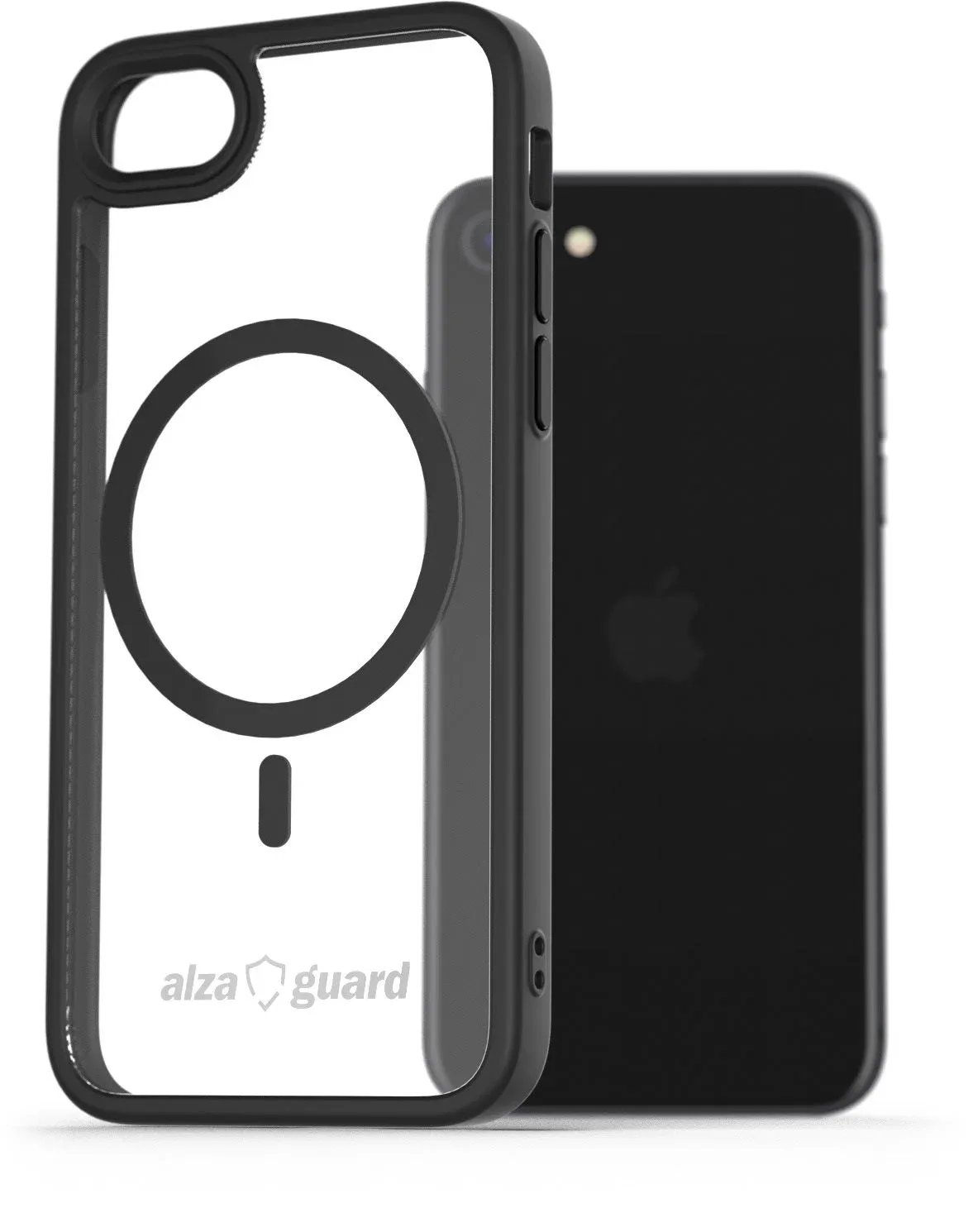 AlzaGuard iPhone 7 / 8 / SE 2020 / SE 2022 Clear TPU Case Compatible with Magsafe fekete tok