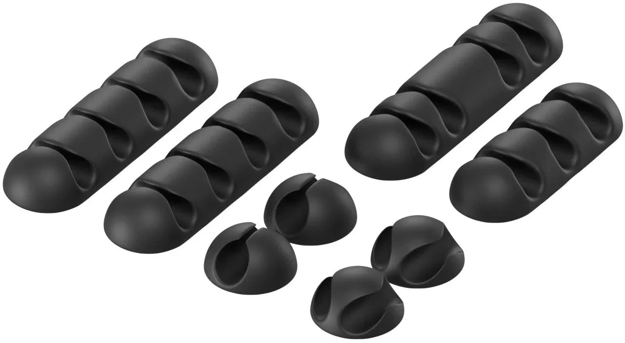 AlzaPower Cable Clips Mix 8 pcs fekete