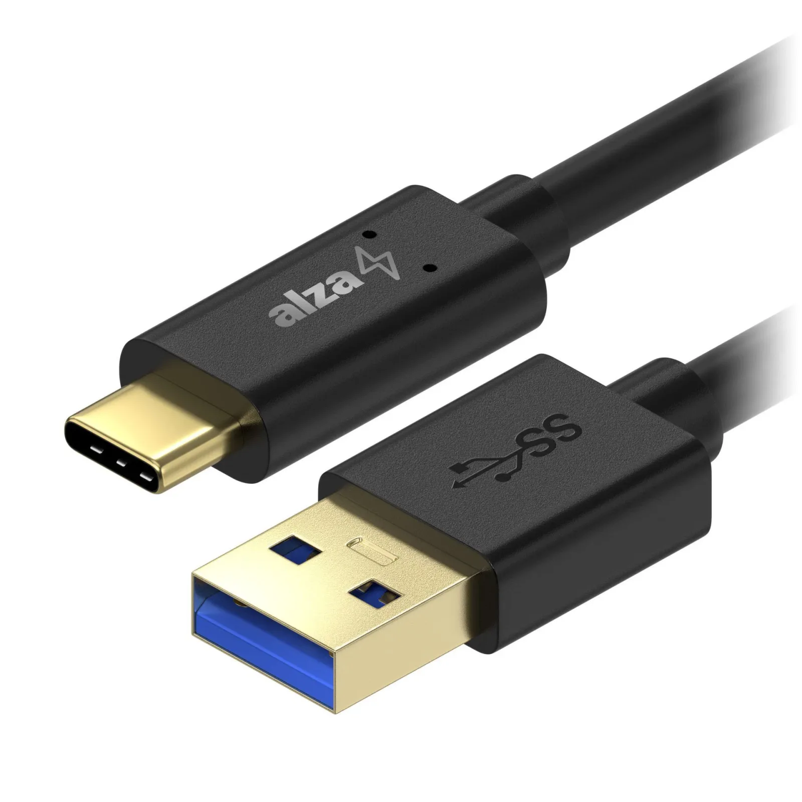AlzaPower Core USB-A to USB-C 3.2 Gen 1 5Gbp 2m, fekete