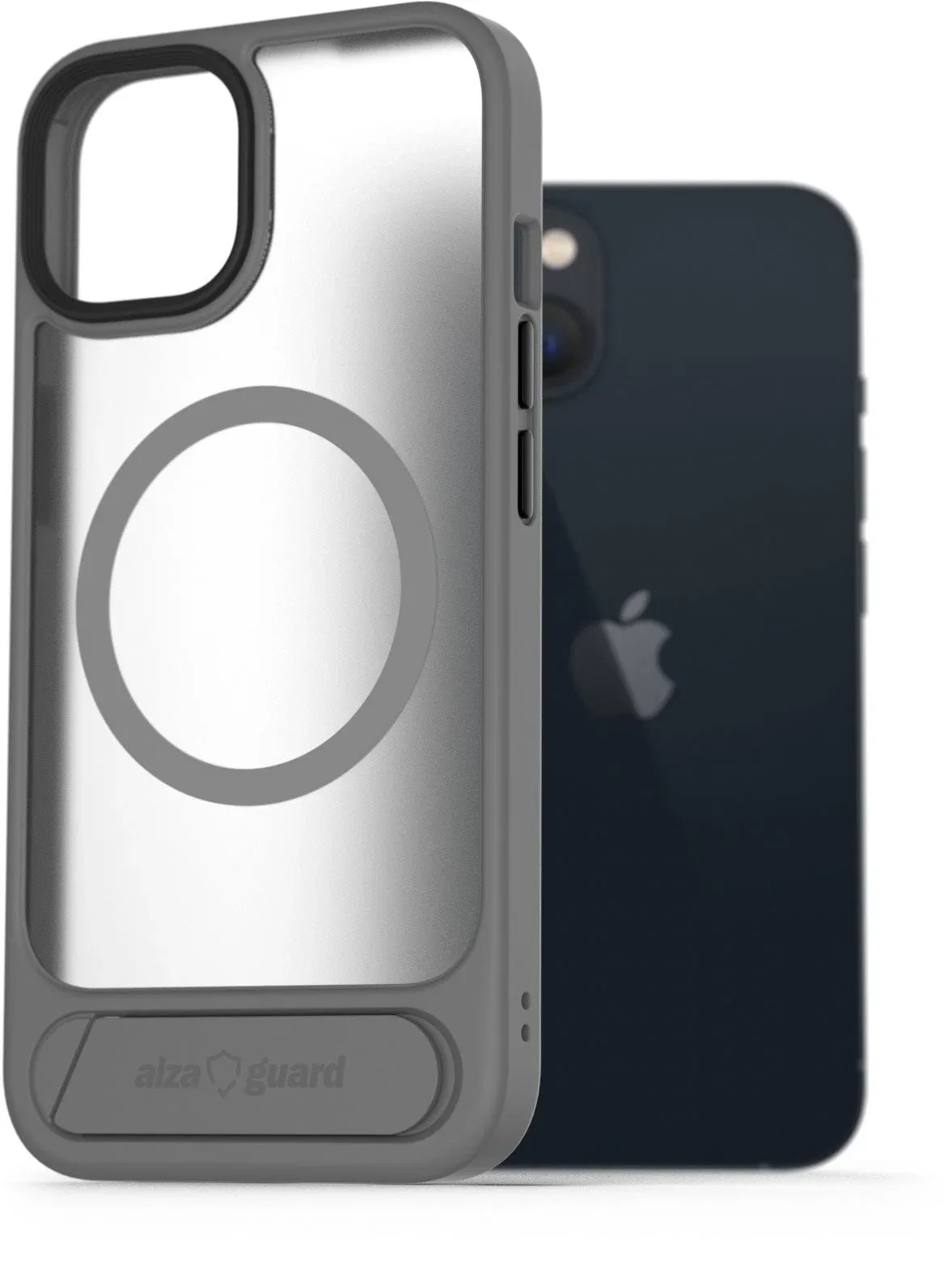 AlzaGuard Matte Case with Stand Compatible with MagSafe for iPhone 13 szürke tok