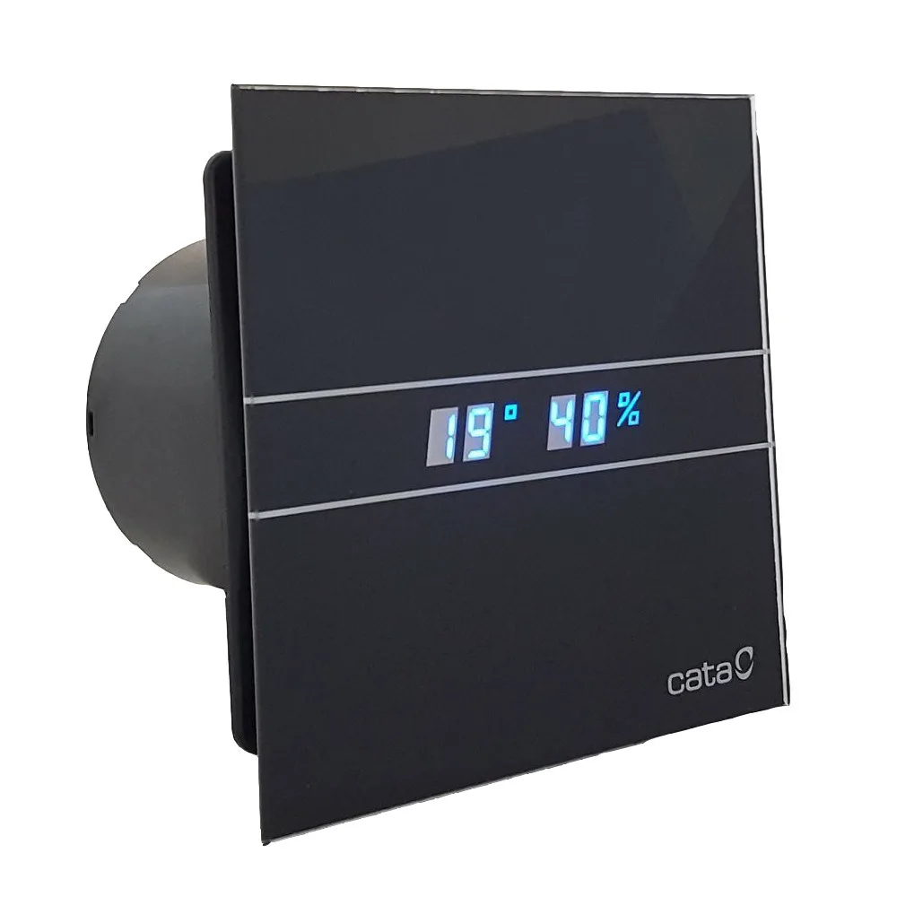 Cata E-100MTH BK ventilátor metakrilát előlappal, utószellőztető és páraérzékelő funkcióval, fekete