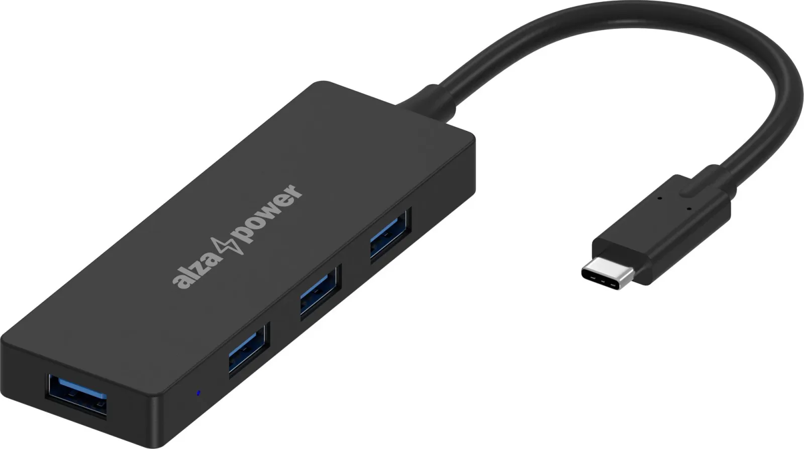 AlzaPower FlatCore USB-C (M) to 4× USB-A 3.2 Gen 1 (F) - fekete