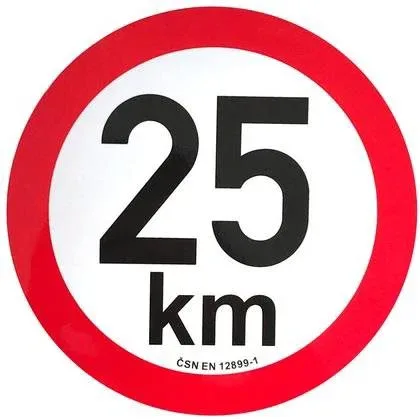 ACI Utánfutó sebességkorlátozó matrica, 25 km, fényvisszaverő, 200 mm