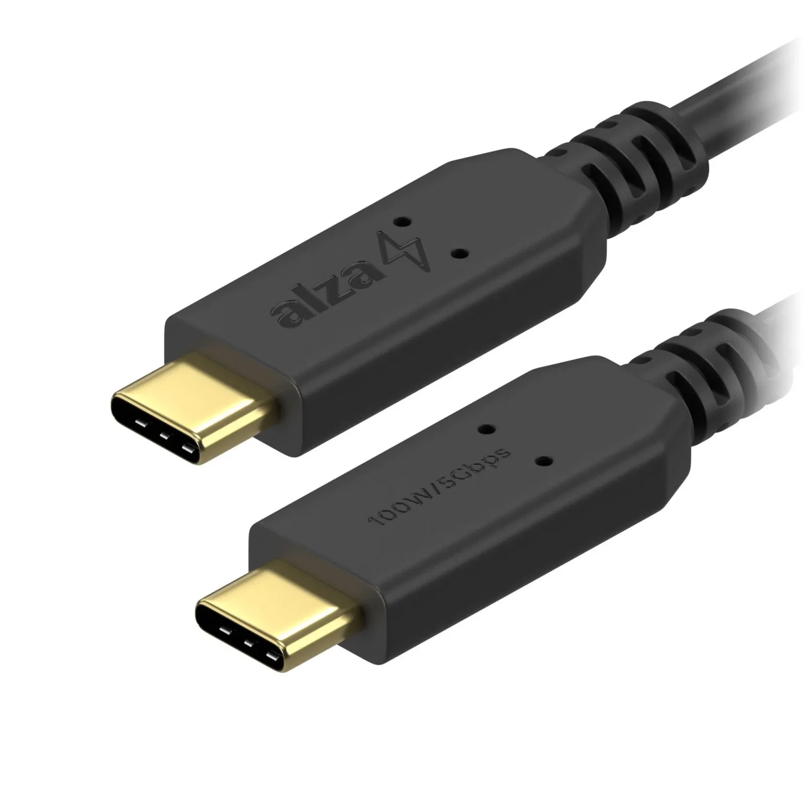 AlzaPower Core USB-C to USB-C 3.2 Gen 1 100W 0.5m, fekete
