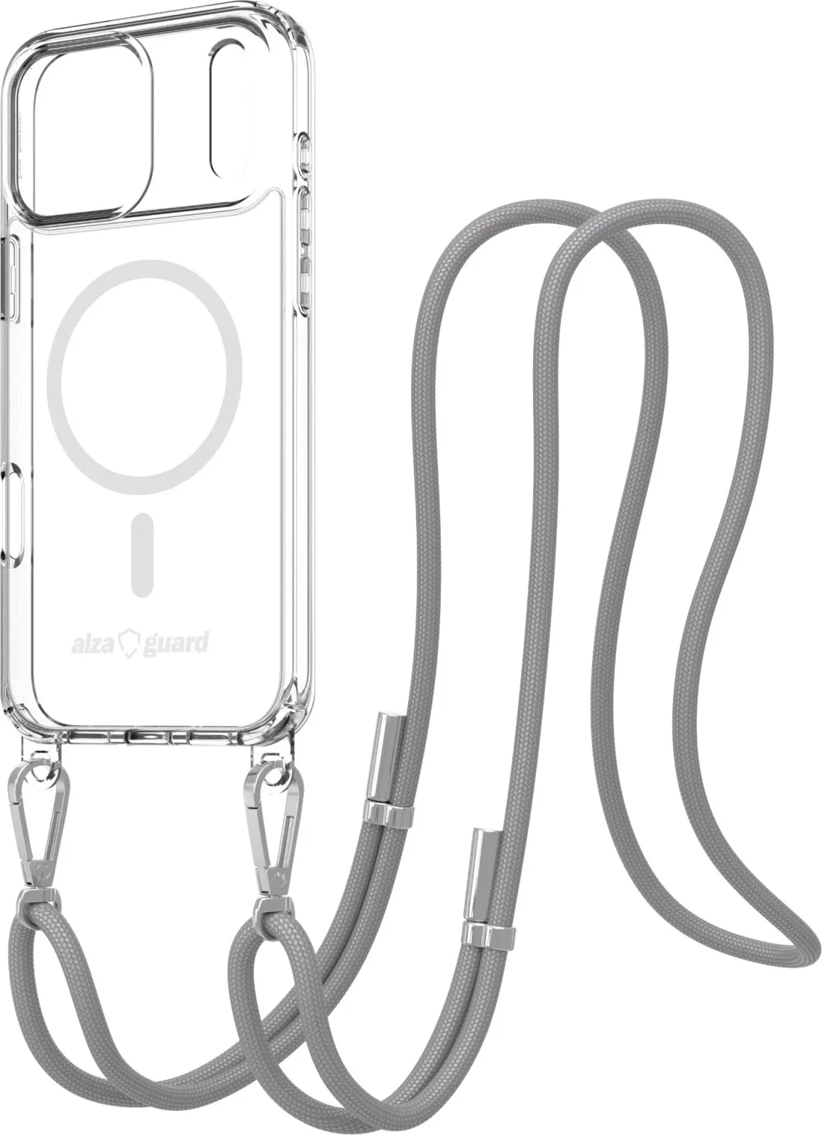 AlzaGuard Luxe Detach Lanyard iPhone 17 Pro Max szürke MagSafe tok