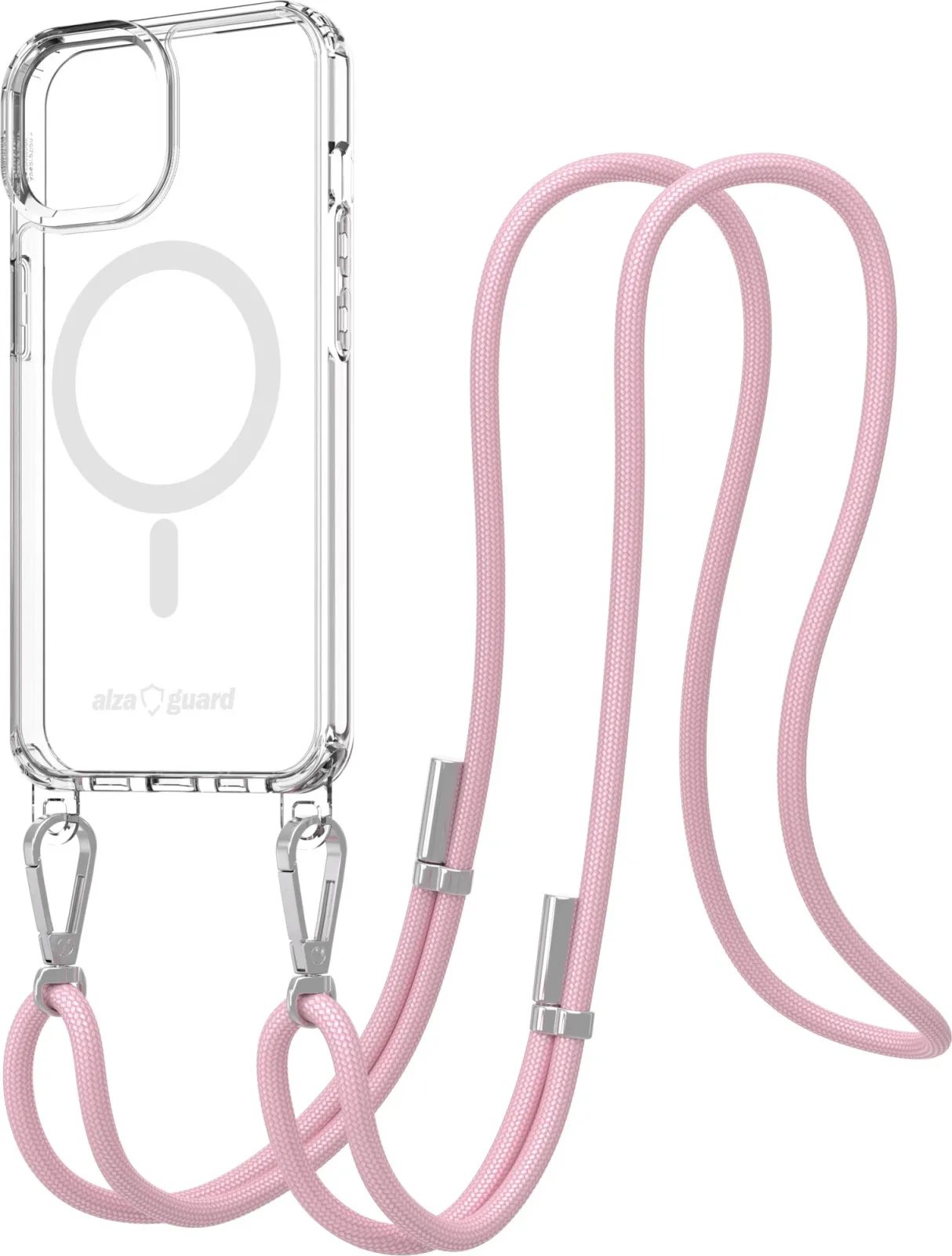 AlzaGuard Luxe Detach Lanyard Case Compatible with MagSafe for iPhone 14 rózsaszín tok