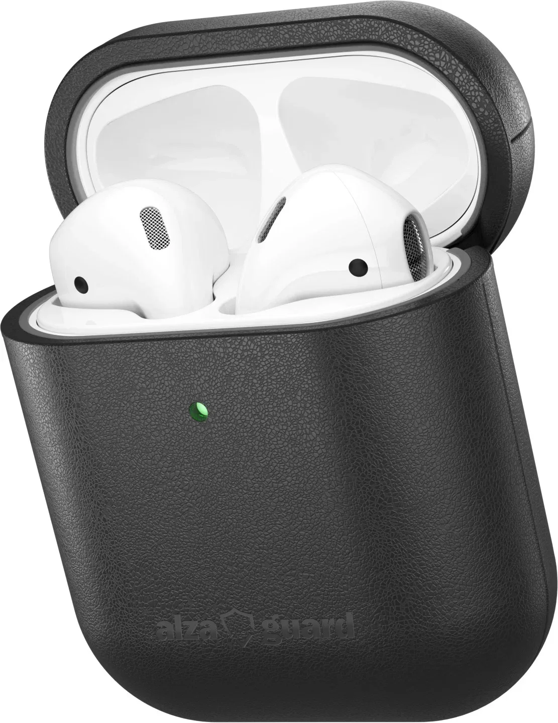 AlzaGuard Genuine Leather AirPods 1 & 2 tok, fekete