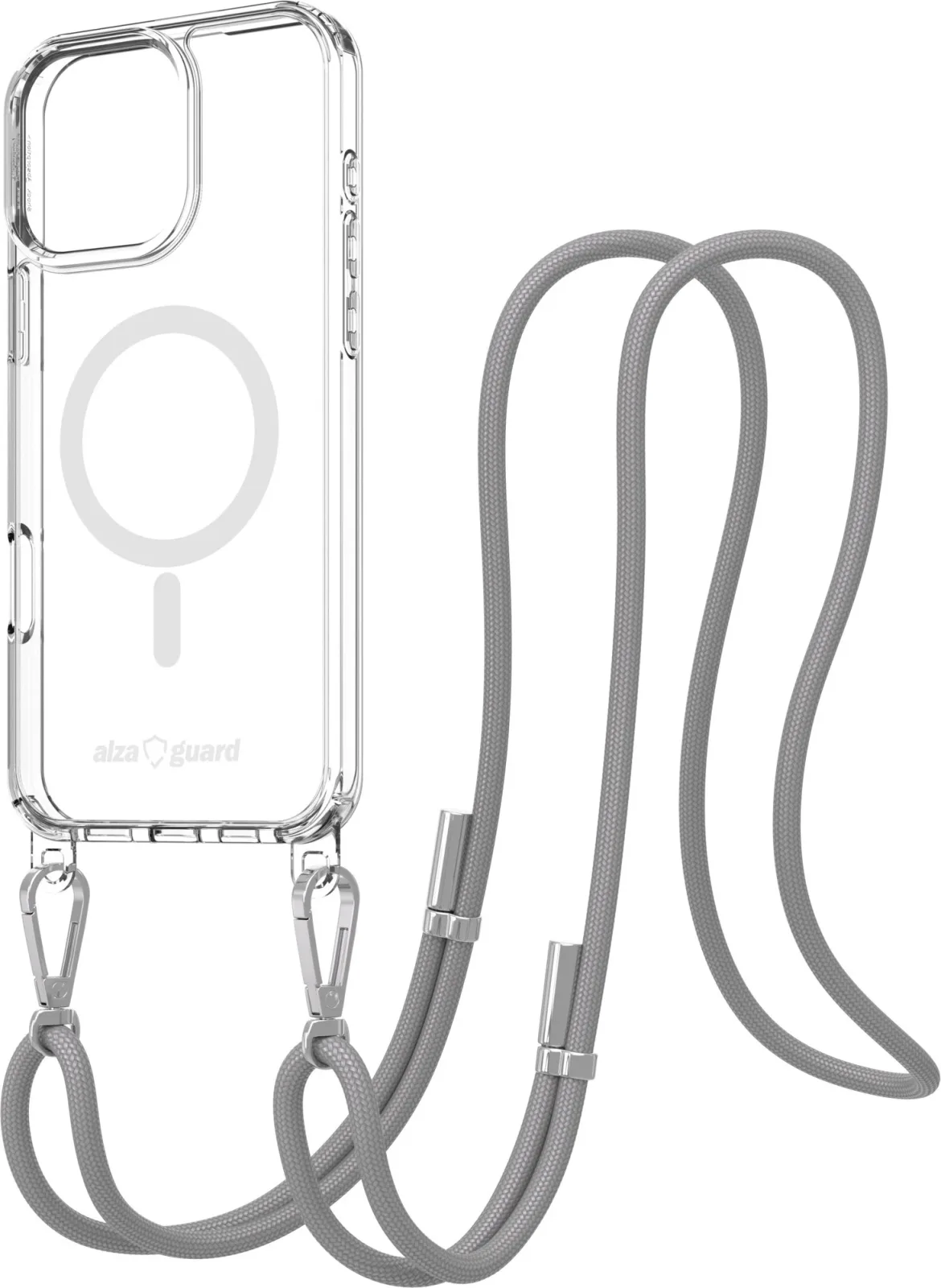 AlzaGuard Luxe Detach Lanyard Case Compatible with MagSafe for iPhone 16 Pro Max szürke tok