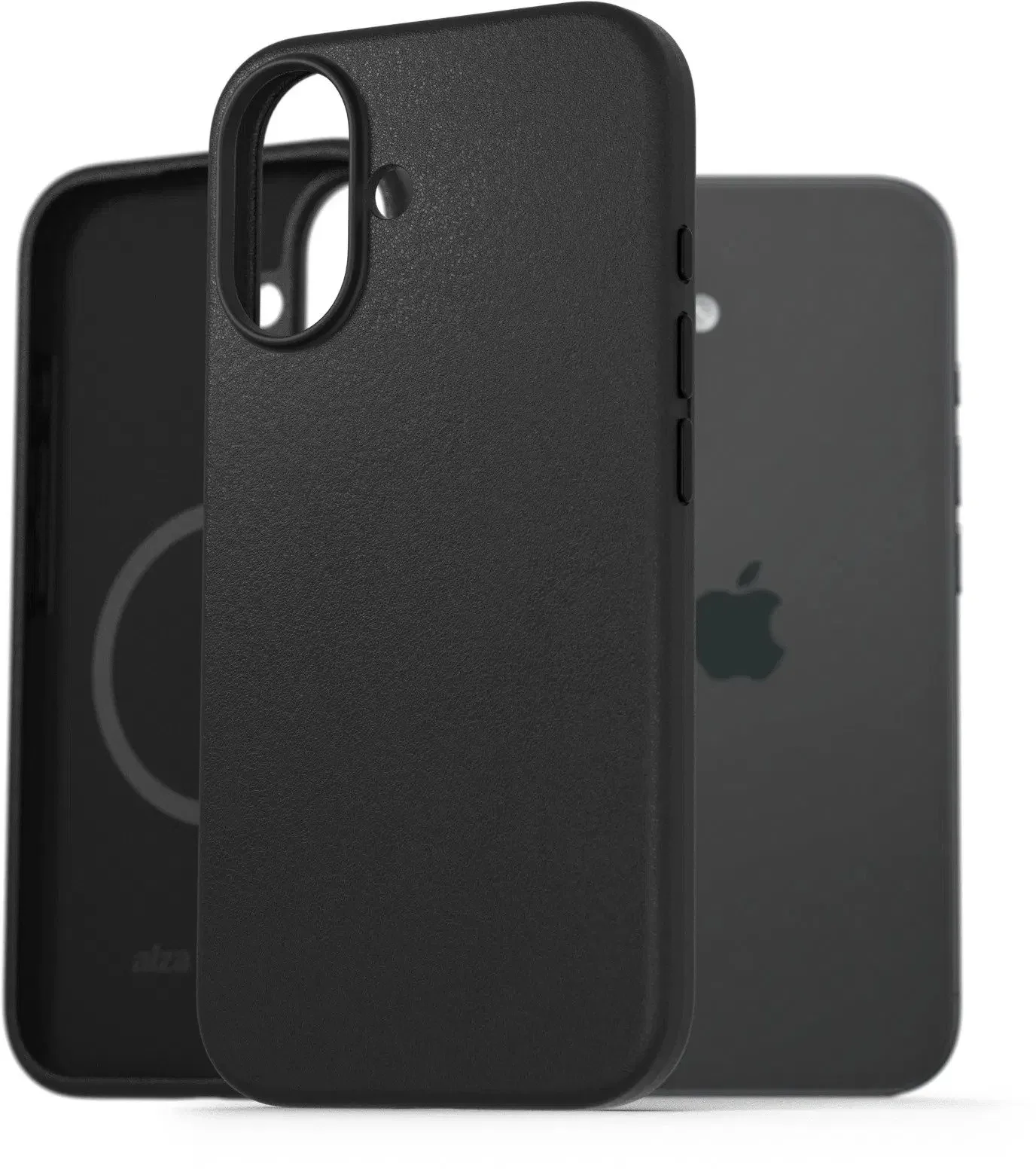 AlzaGuard Genuine Leather iPhone 16e MagSafe fekete tok