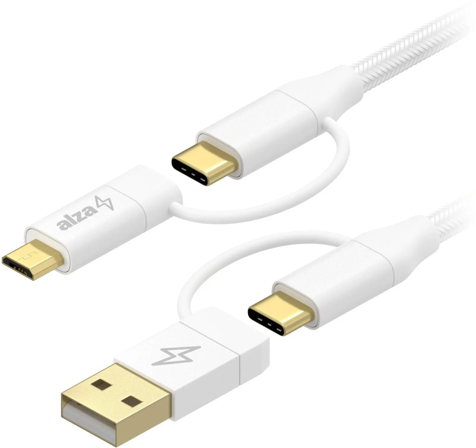 AlzaPower MultiCore 4in1 USB 60W 480Mbps 2m fehér