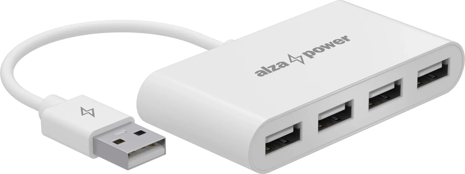 AlzaPower USB-A (M) to 4× USB-A 2.0 (F) USB Hub - fehér