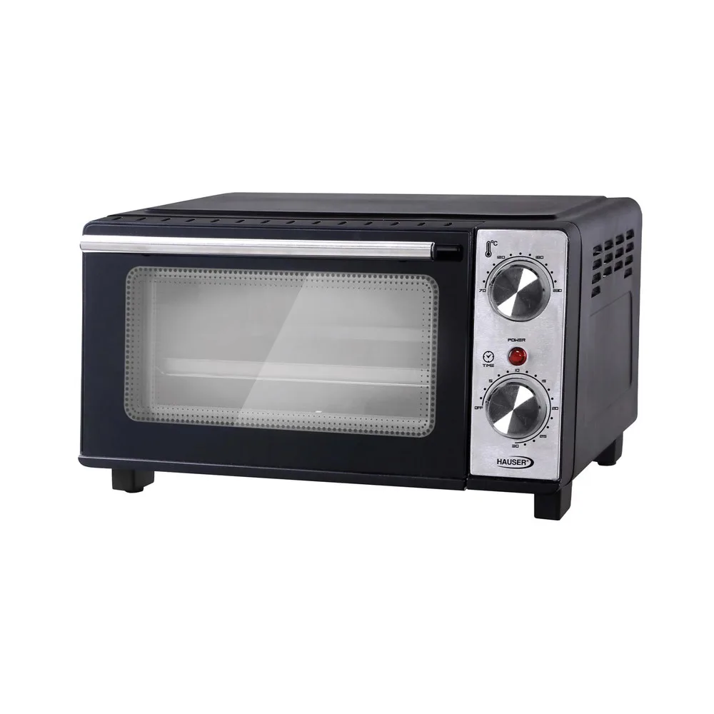 HAUSER TO-1110 minisütő, 650 W, 11 liter, alsó és felső fűtőszálak, időkapcsoló, fekete/ezüst színű