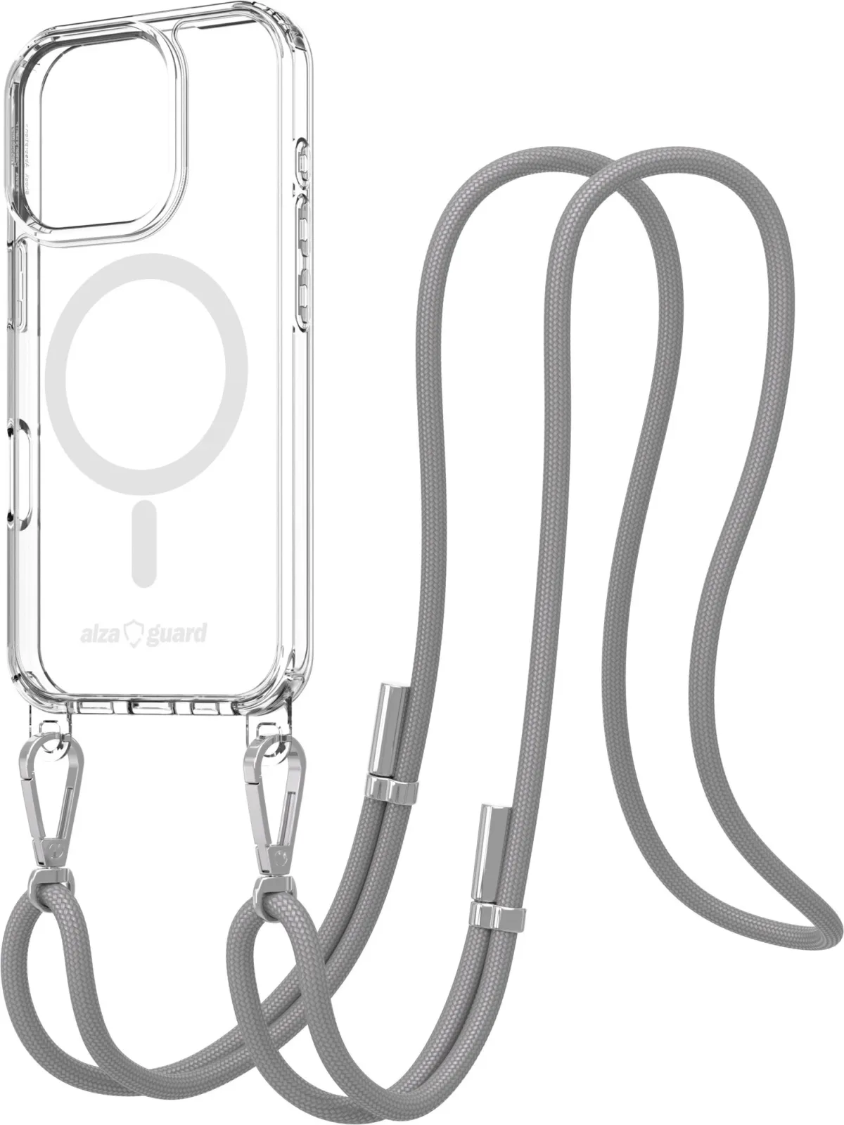 AlzaGuard Luxe Detach Lanyard Case Compatible with MagSafe for iPhone 16 Pro szürke tok