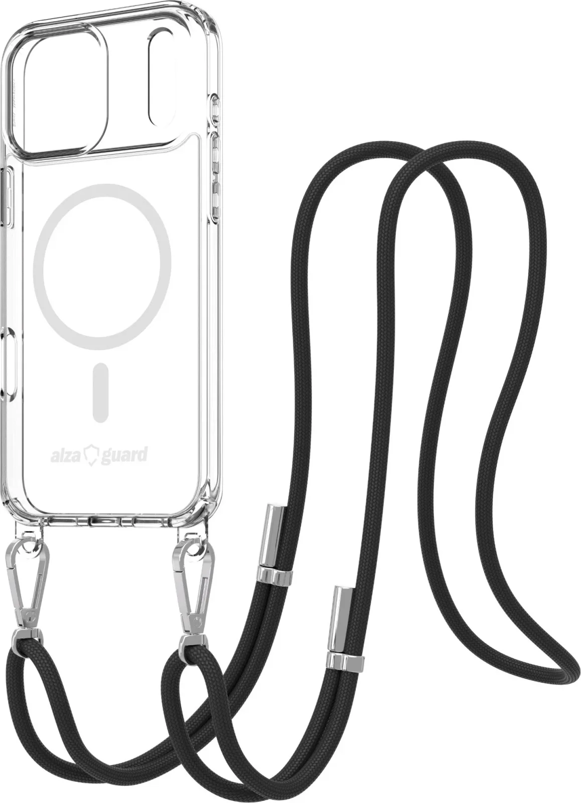 AlzaGuard Luxe Detach Lanyard iPhone 17 Pro Max fekete MagSafe tok