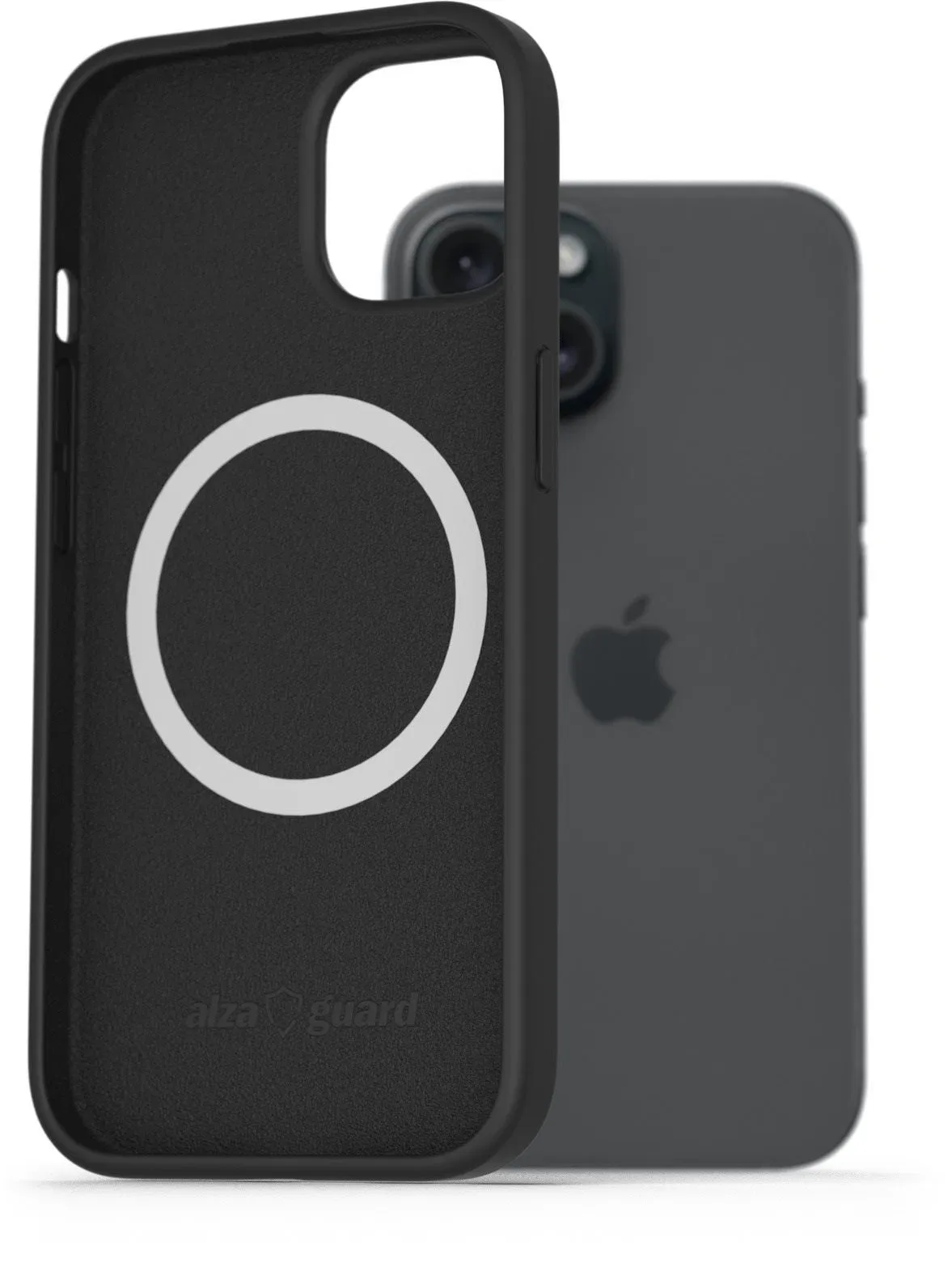 AlzaGuard Silicone Case Compatible with Magsafe iPhone 15 fekete tok