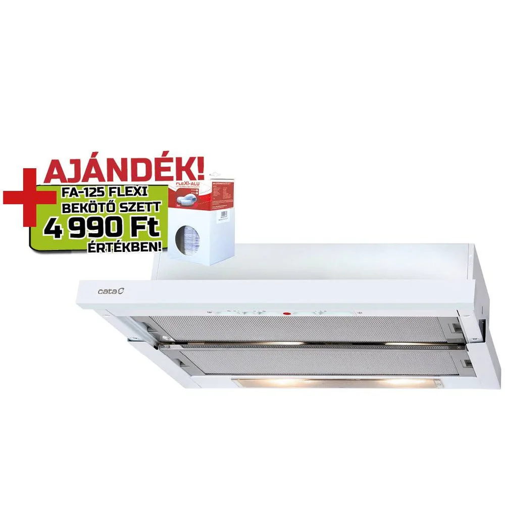 Cata TF-5260 WH/L fehér páraelszívó + FA 125/3 bekötőszett