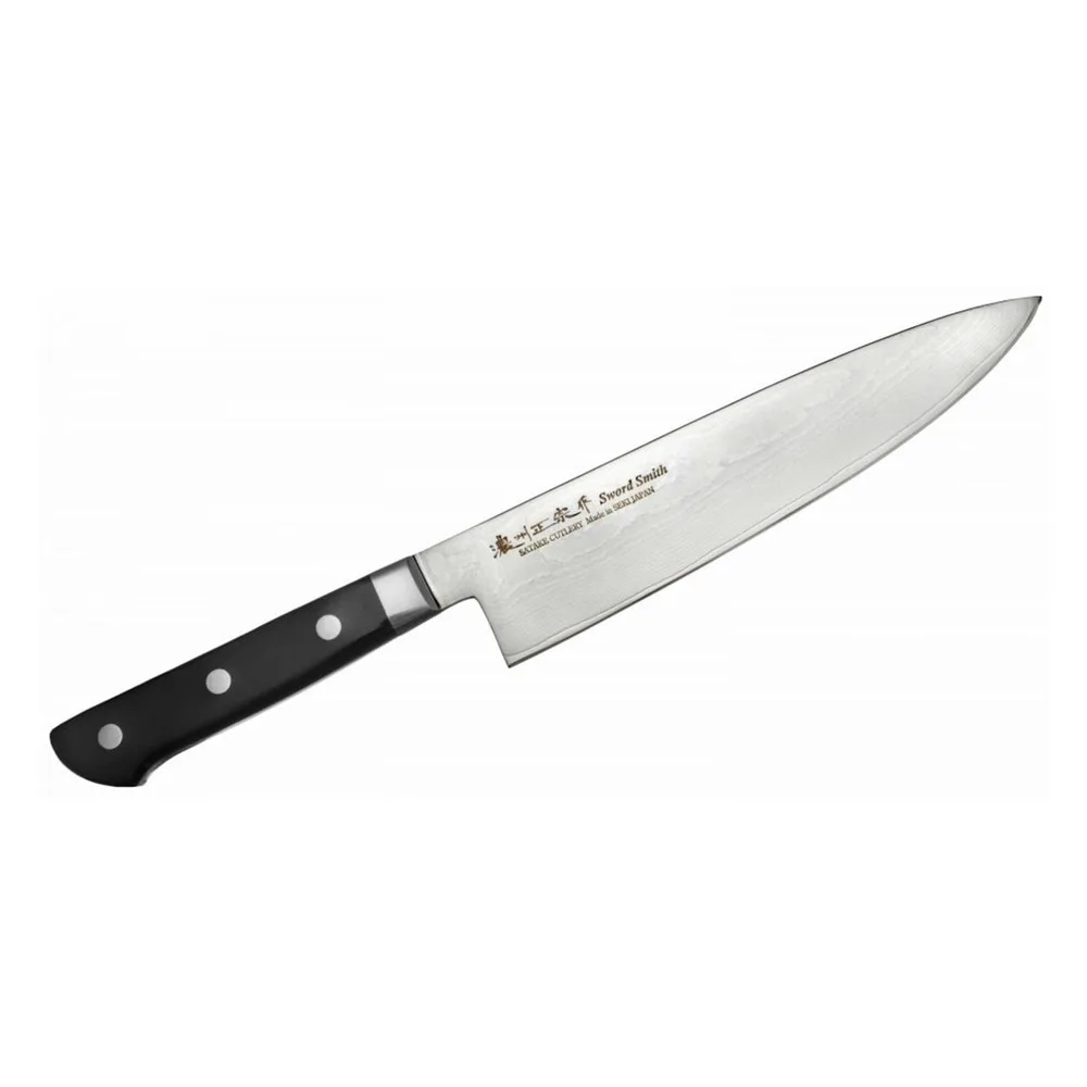 Satake 805-544 Daichi Gyuto (Séf) japán damaszk konyhakés, 20 cm-es penge hossz, damaszk acél, pakka fa markolat