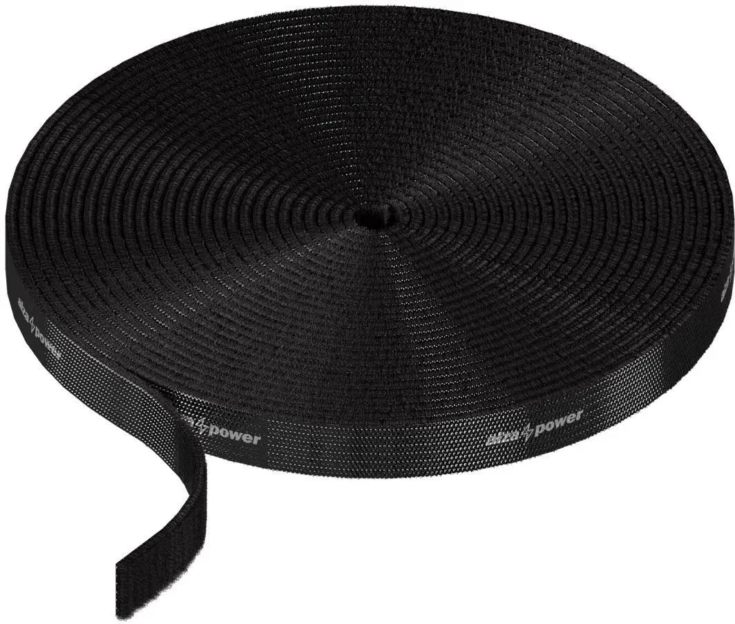 AlzaPower VelcroStrap+ Roll 3 m, fekete