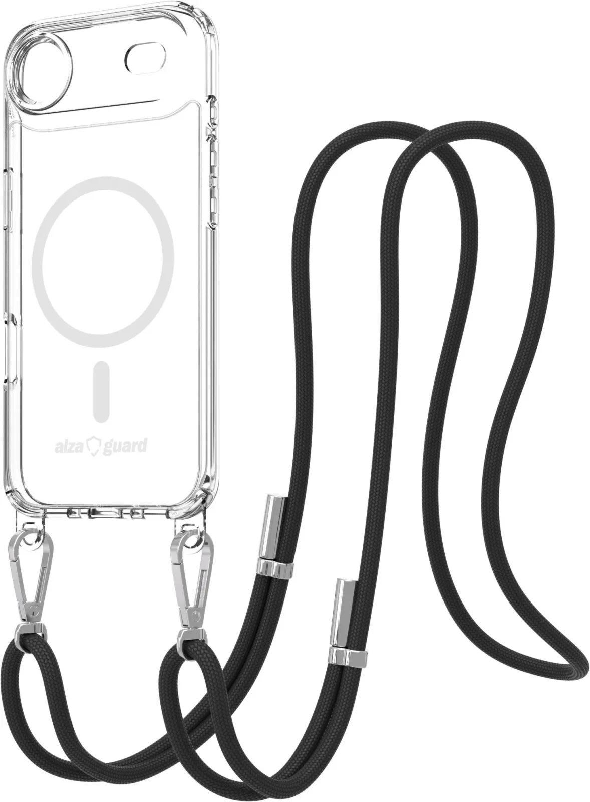 AlzaGuard Luxe Detach Lanyard iPhone Air fekete MagSafe tok