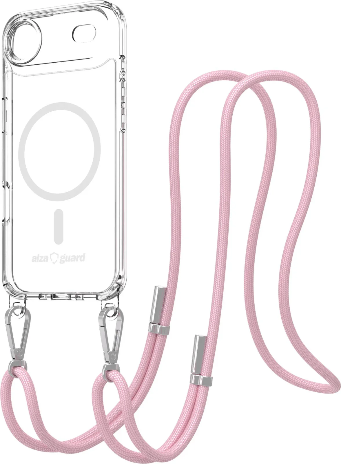 AlzaGuard Luxe Detach Lanyard iPhone Air rózsaszín MagSafe tok