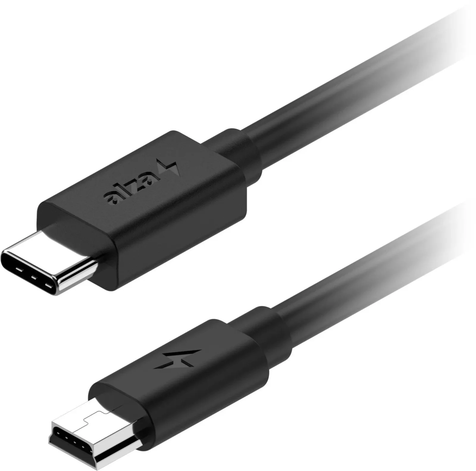AlzaPower Core USB-C to Mini USB 2.0 2A - 0,5m, fekete
