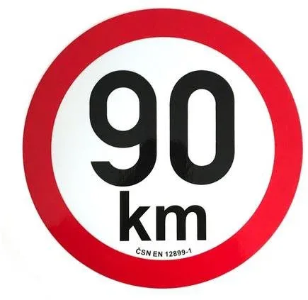 ACI Utánfutó sebességkorlátozó matrica, 90 km, fényvisszaverő, 200 mm