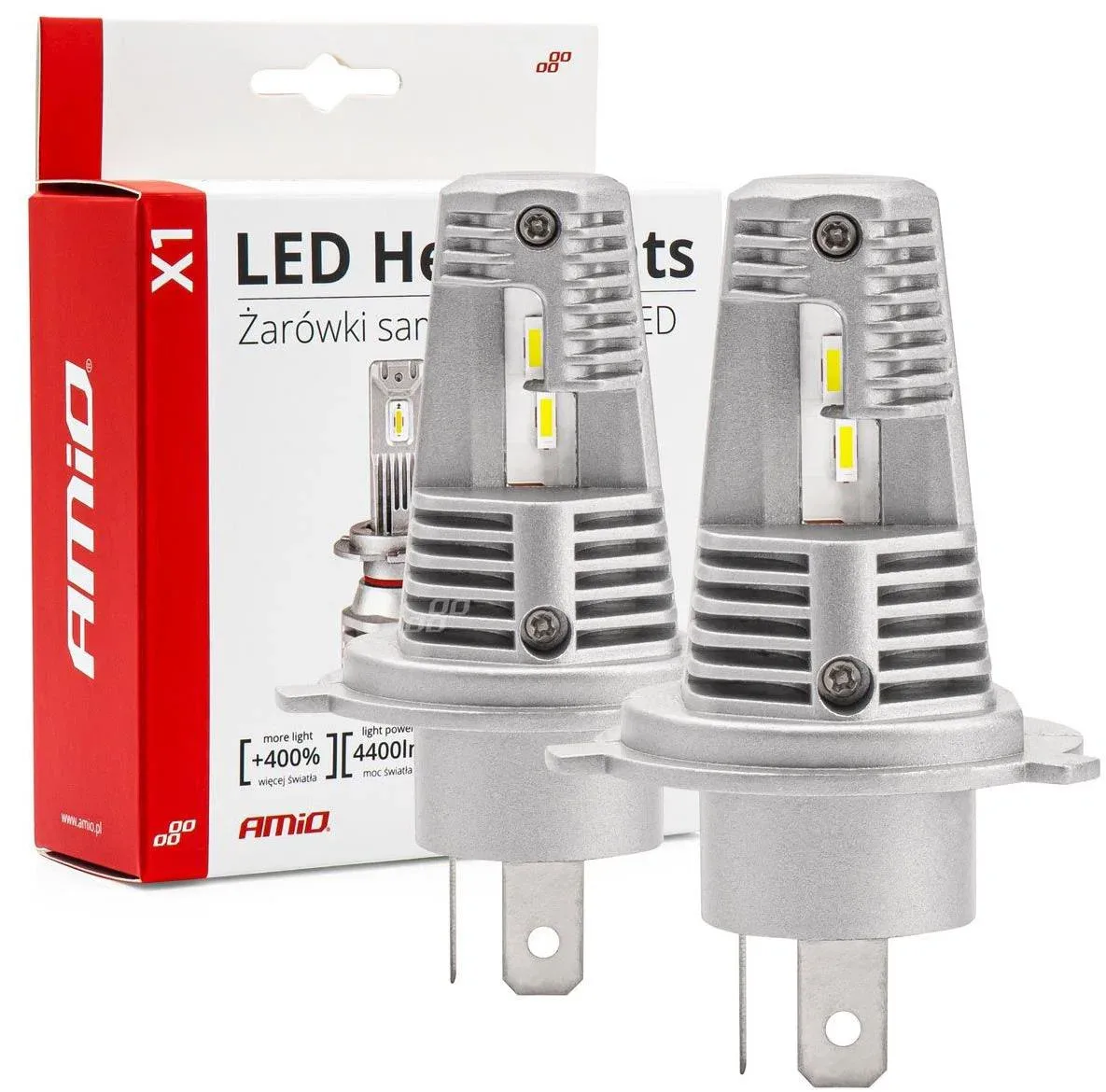 AMIO LED H4 - 40W fehér (foglalat P43t), 2 darabos készlet