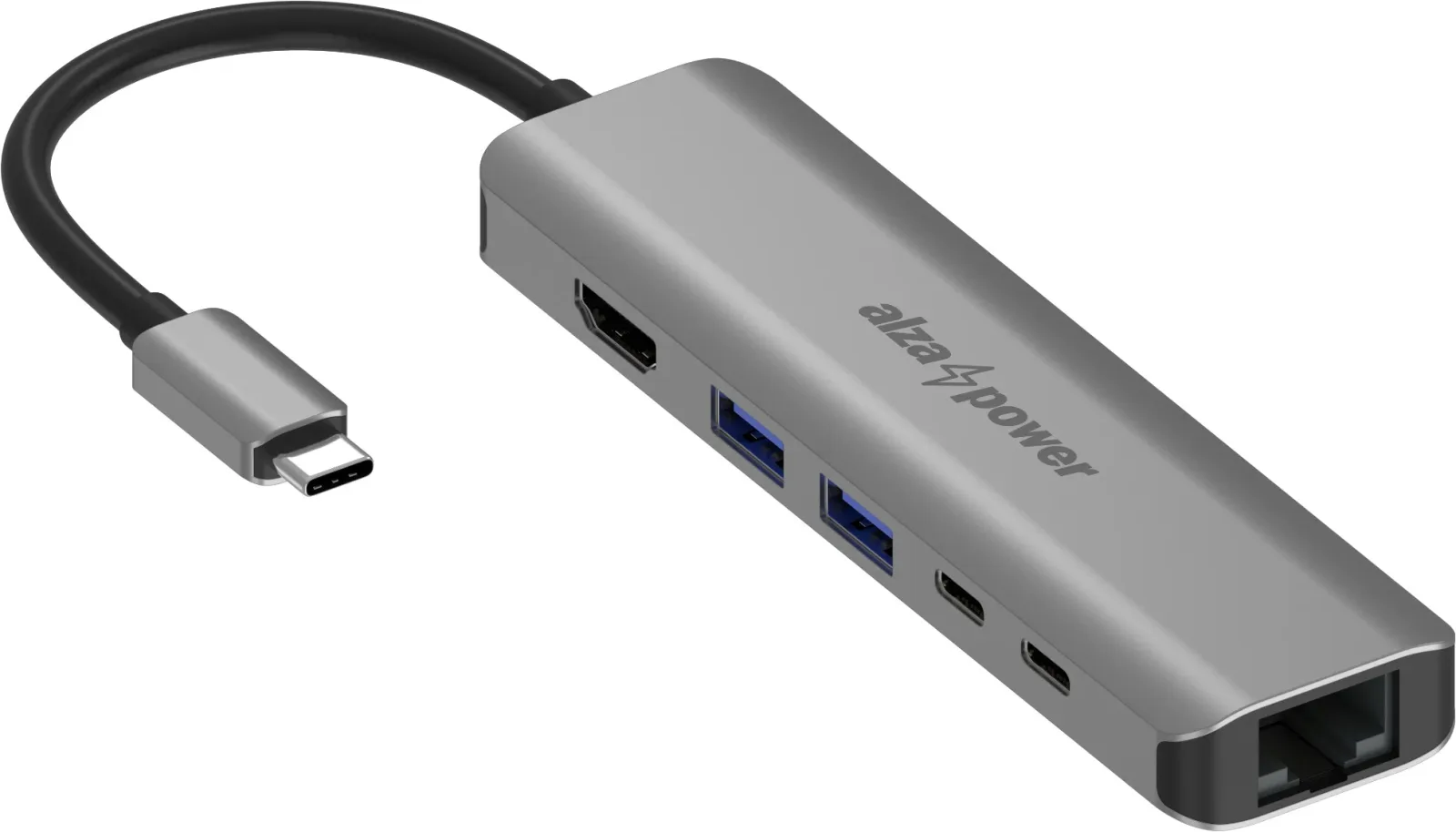 AlzaPower Metal USB-C Dock Station 6in1 with 8K - asztroszürke