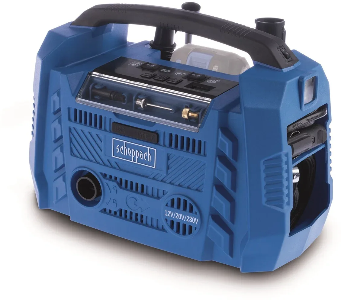 SCHEPPACH Air Force 6 hibrid kompresszor (20V IXES, 12V, 230V, ACU nélkül)