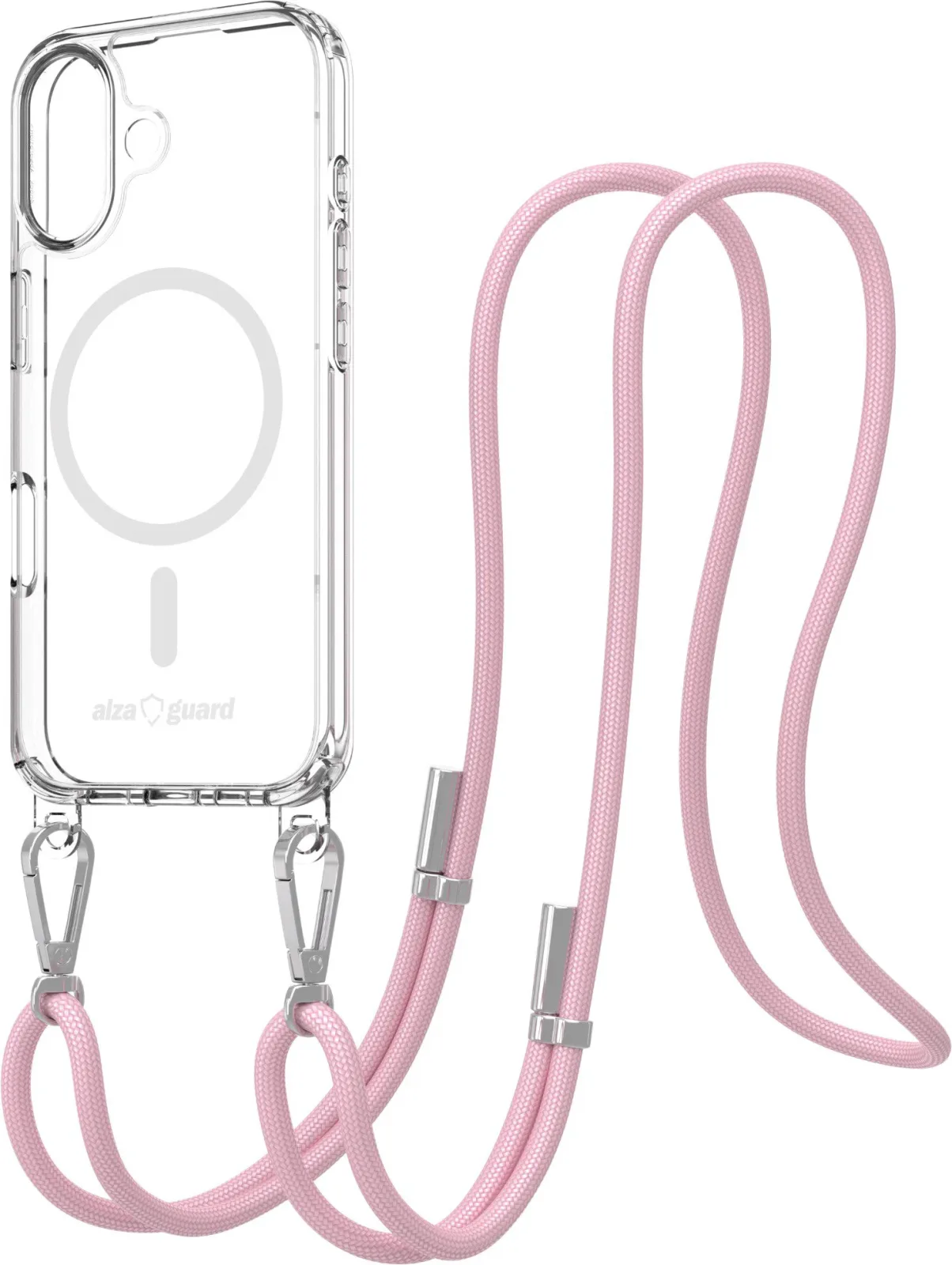 AlzaGuard Luxe Detach Lanyard iPhone 17 rózsaszín MagSafe tok