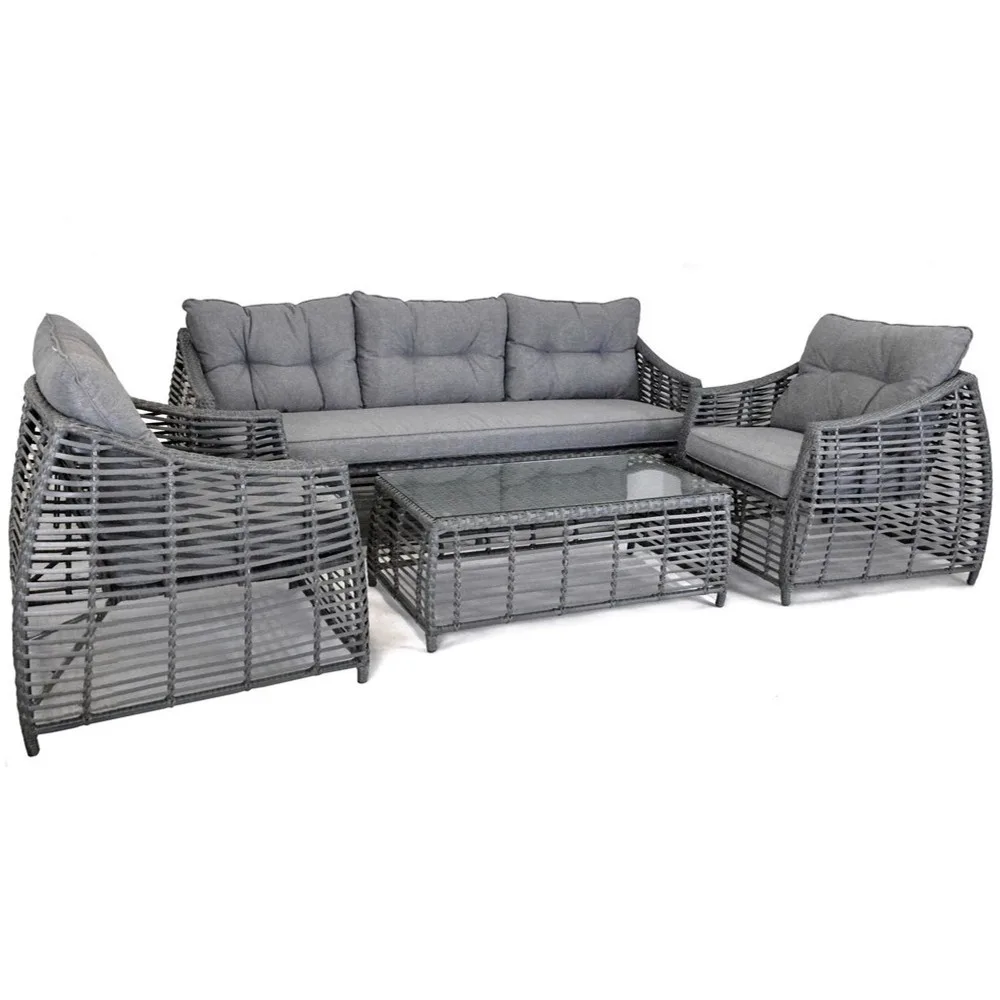 Rojaplast Ohio exkluzív polyrattan kerti bútor garnitúra - antracit/szürke