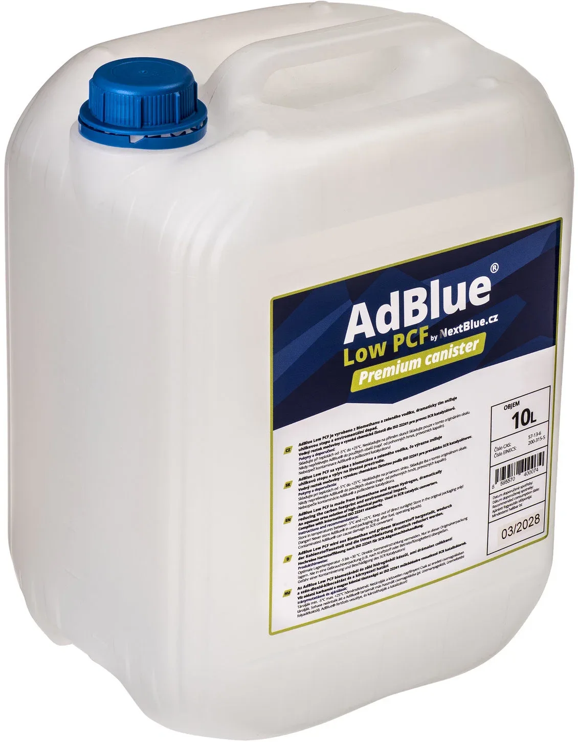 Prémium AdBlue LPCF, alacsony szén-dioxid-kibocsátás, tartály töltőcsővel, 10 l
