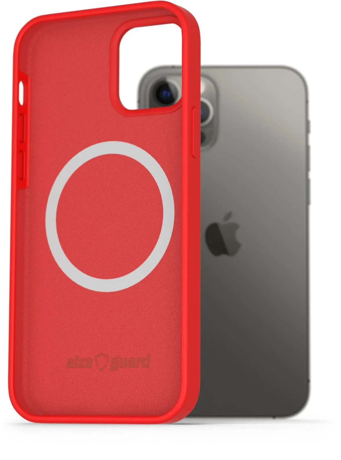 AlzaGuard Silicone Case Compatible with Magsafe iPhone 12/12 Pro piros tok