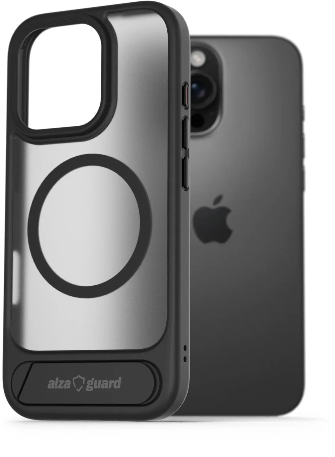 AlzaGuard Matte Case with Stand Compatible with MagSafe for iPhone 16 Pro Max fekete tok