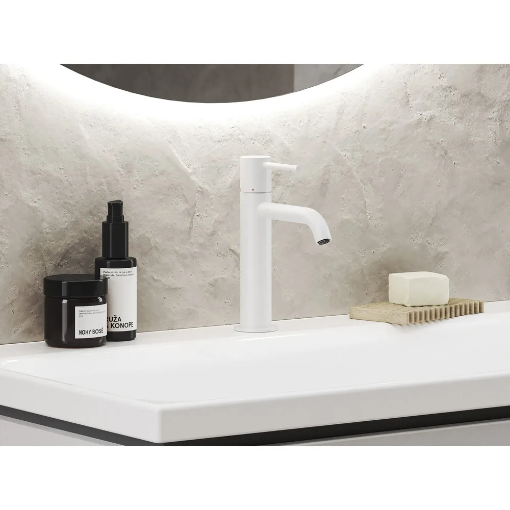 RAVAK X070395 Espirit álló mosdócsaptelep BeCool 190 mm leeresztő nélkül ES 012.11WV, White Velvet
