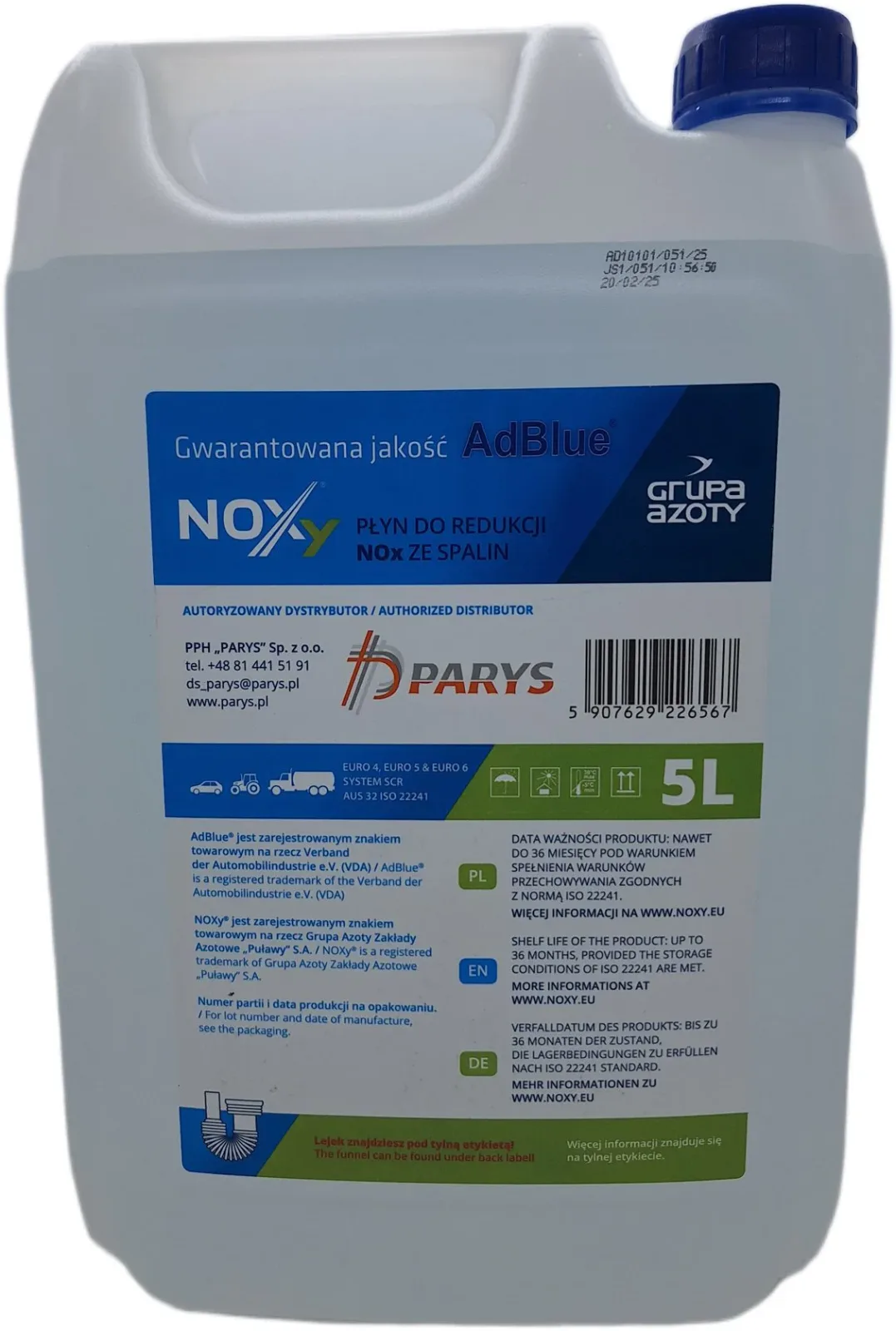 Noxy AdBlue töltőcsővel, 5 l