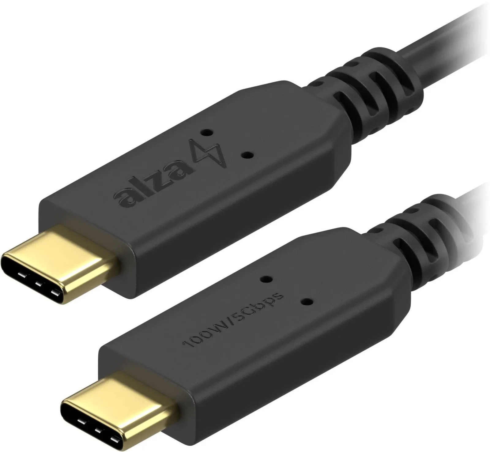 AlzaPower Core USB-C to USB-C 3.2 Gen 1 100W 0.15m, fekete