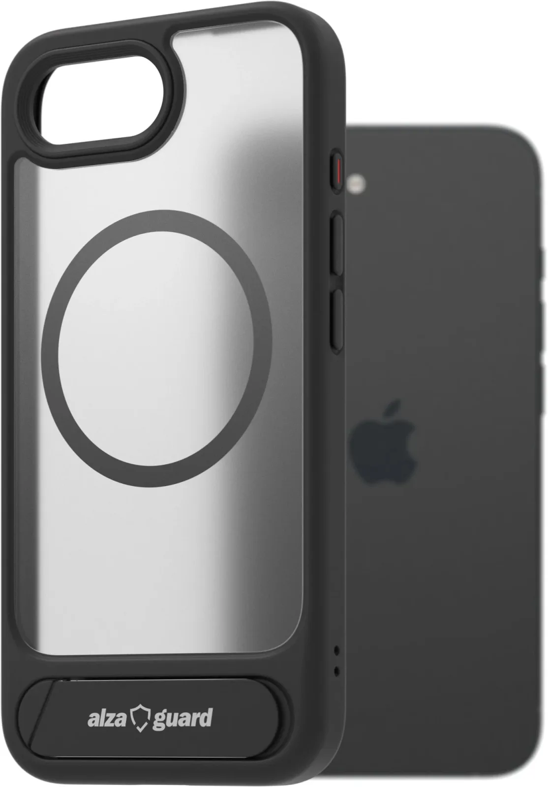 AlzaGuard Matte Case with Stand iPhone 16e fekete MagSafe tok