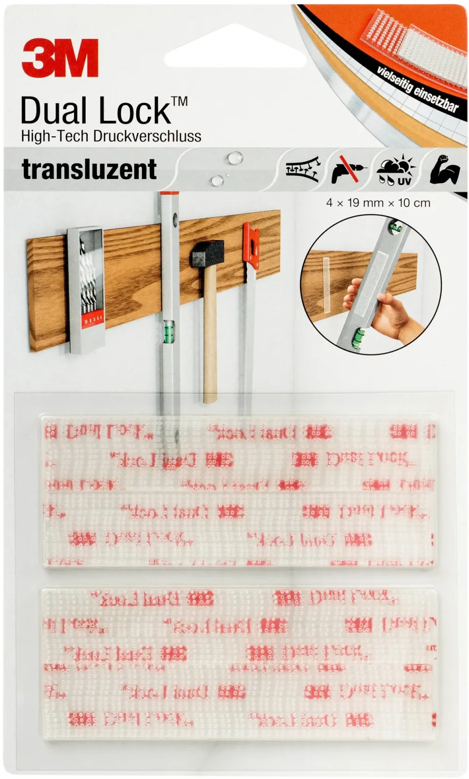 3M™ Dual-Lock™ SJ3560 öntapadó, átlátszó, 4x, 1,9x10 cm, buborékcsomagolásban