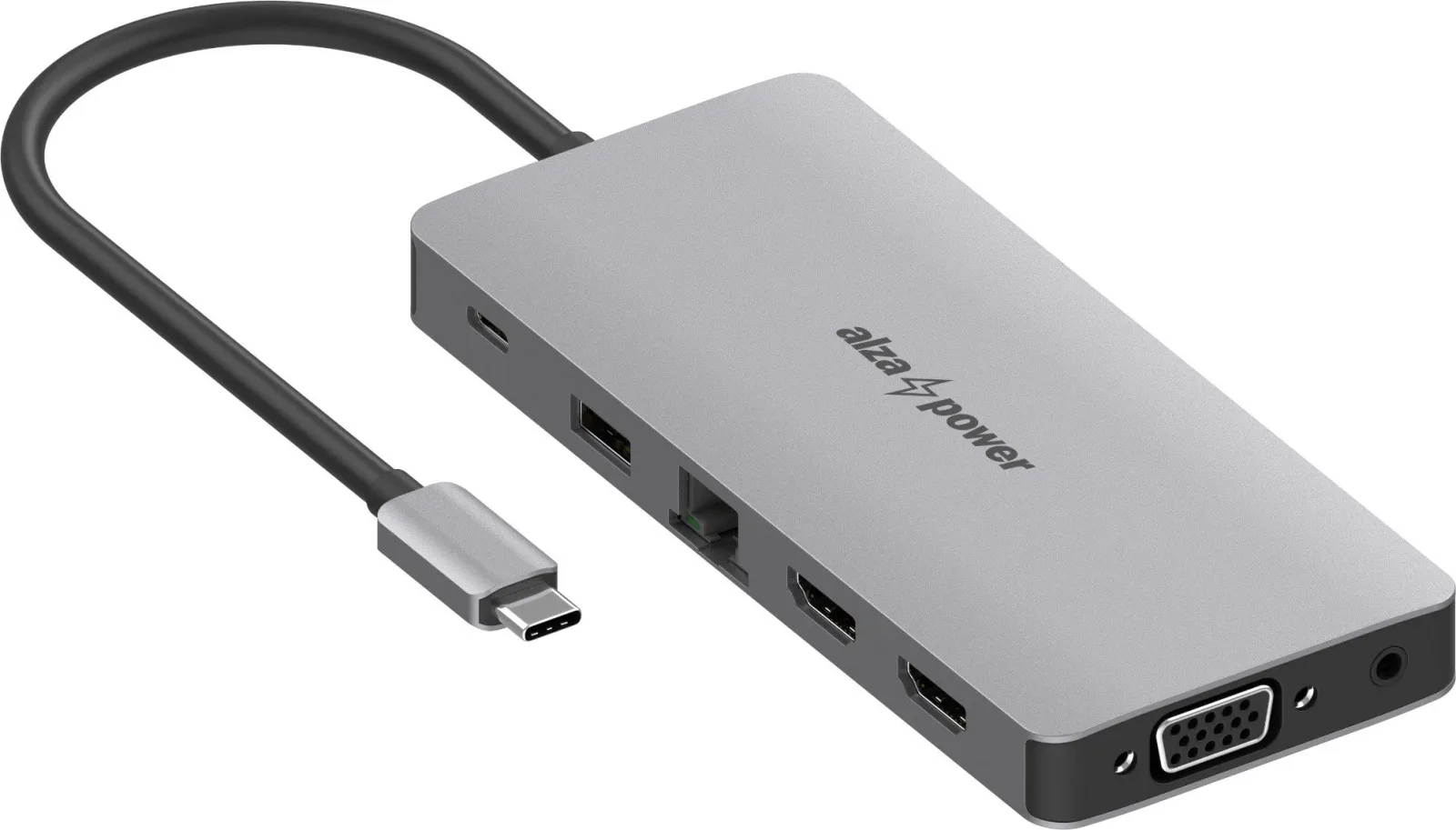 AlzaPower Metal USB-C Dock Station 12in1 Triple Screen - asztroszürke