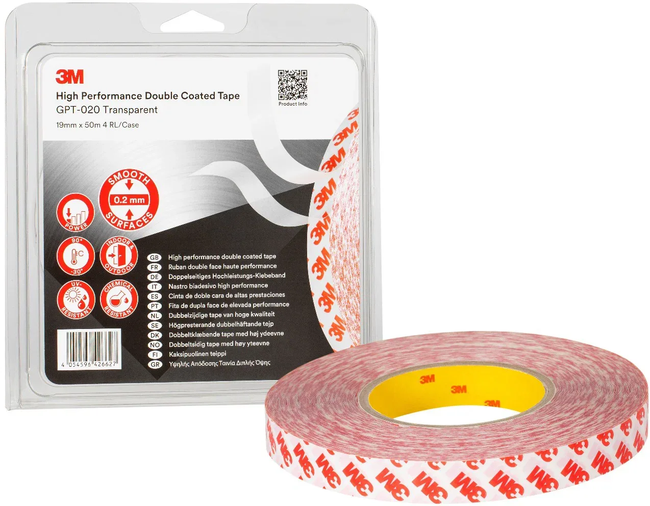 3M™ Kétoldalas ragasztószalag 9088-200, 19mm x 50m