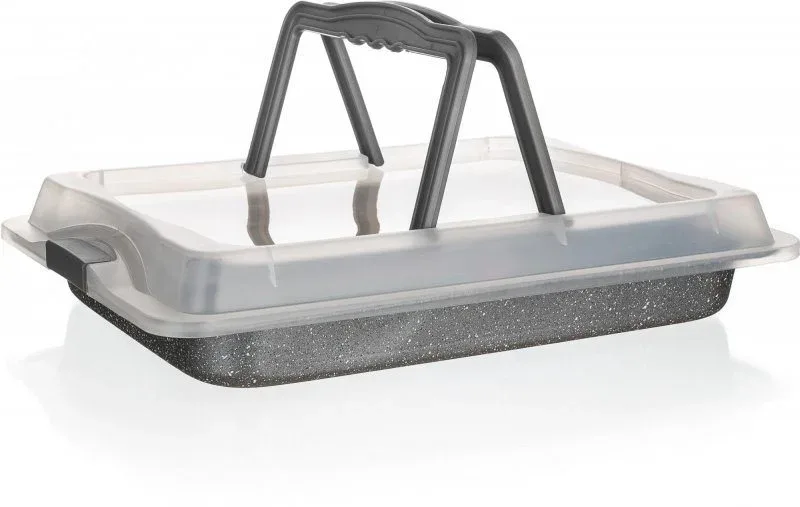 BANQUET Tepsi tapadásmentes felülettel GRANITE 42x29x4.5cm, fedővel
