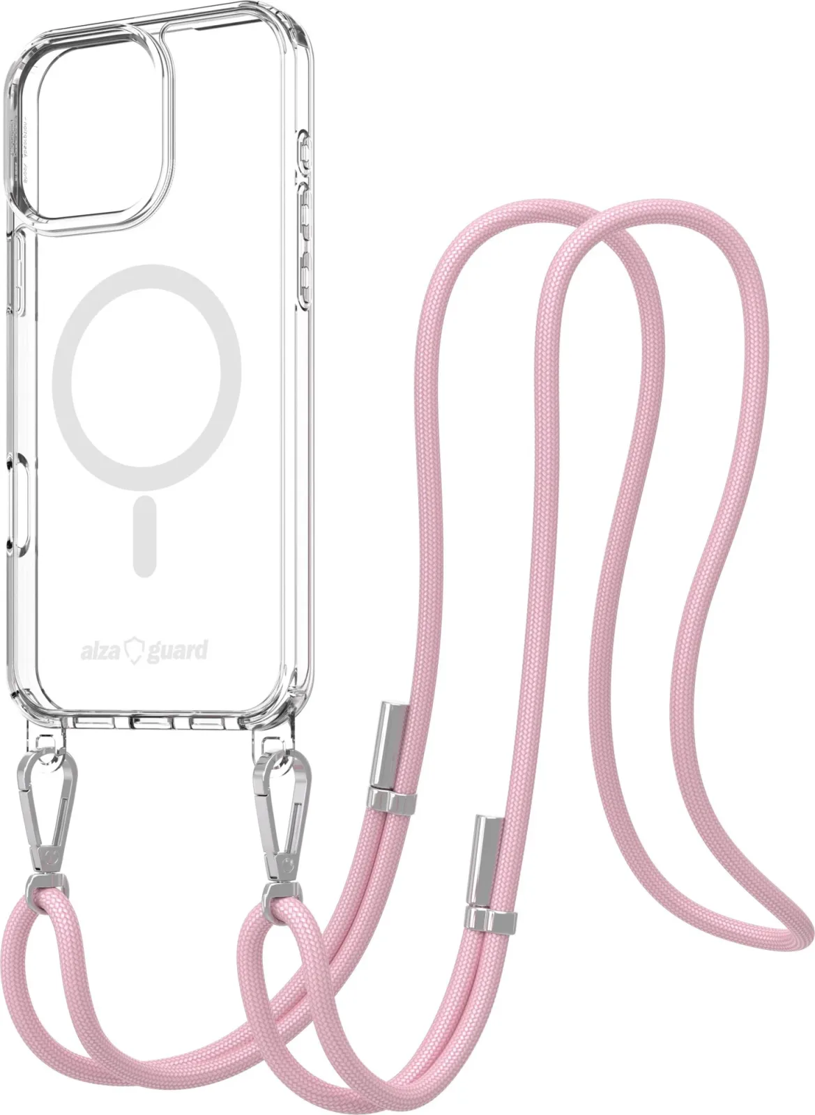 AlzaGuard Luxe Detach Lanyard Case Compatible with MagSafe for iPhone 16 Pro Max rózsaszín tok
