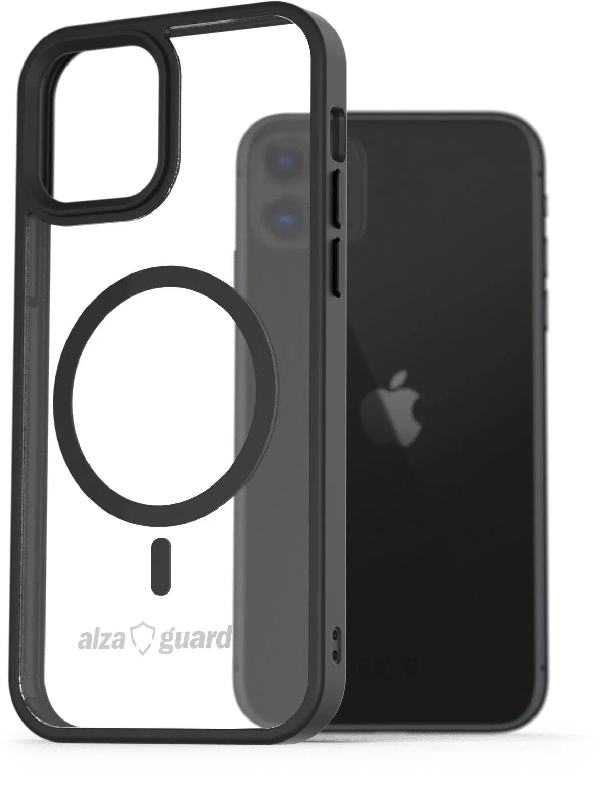 AlzaGuard iPhone 11 Clear TPU Case Compatible with Magsafe fekete tok
