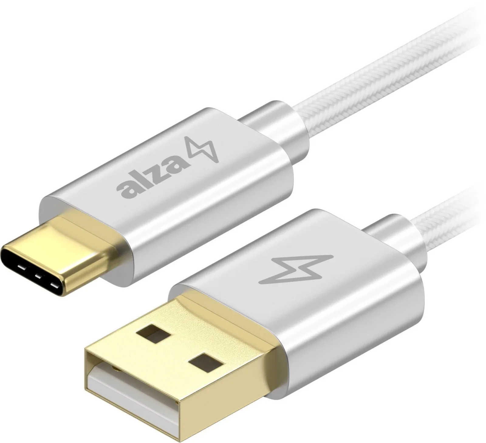 AlzaPower AluCore Charge USB-A to USB-C 2.0 0.5m, fehér