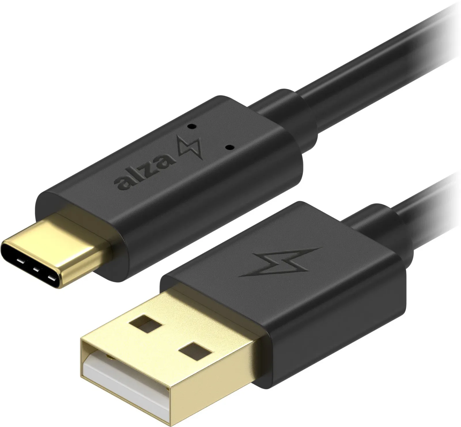 AlzaPower Core Charge USB-A to USB-C 2.0 0.1m, fekete